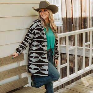 Stylish Black and Gray Aztec print Women's Sweater